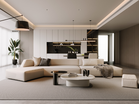  现代客餐厅3d模型 