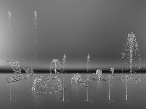  喷泉 流水 跌水3d模型 