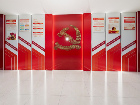  党建文化宣传墙3d模型 