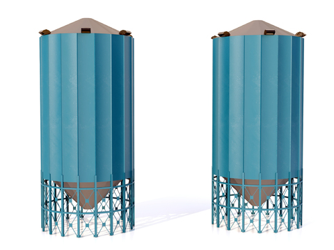  工业设备 搅拌站 水泥罐3d模型 