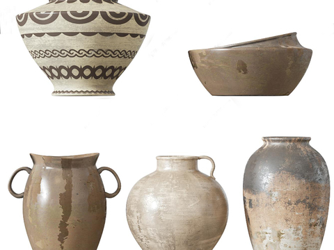  侘寂陶瓷 器皿摆件3d模型 