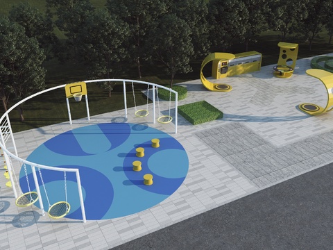  现代商业运动 公园景观3d模型 