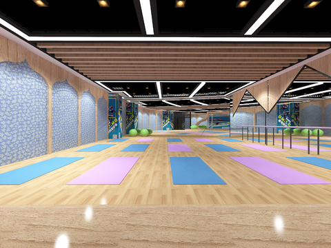  现代瑜伽室3d模型 