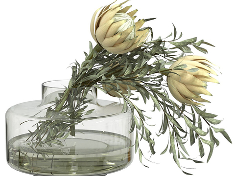 花瓶 花艺 插花 鲜花 橄榄3d模型