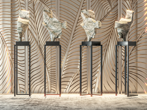  石头雕塑 艺术摆件3d模型 