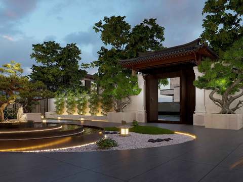  庭院景观 别墅花园3d模型 