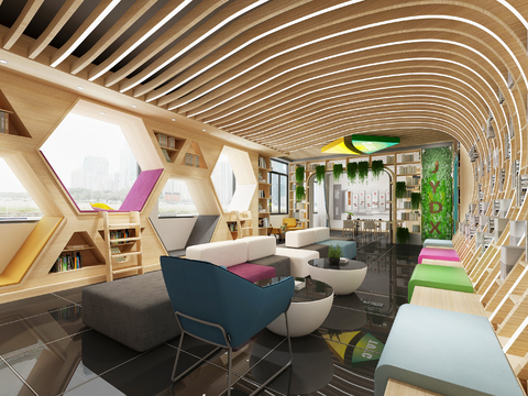  图书馆 书店3d模型 