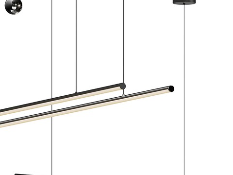  现代简约吊灯3d模型下载 工业风LED条形灯 客厅餐厅商用装饰灯具 