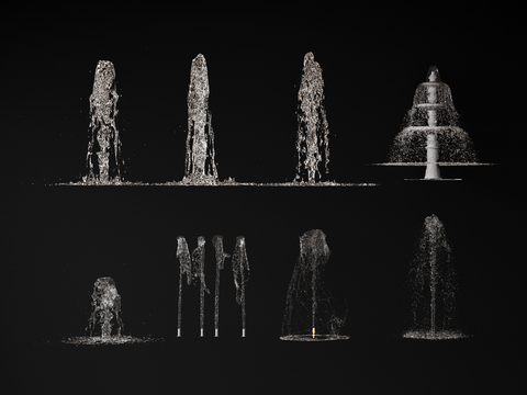  喷泉 流水 跌水3d模型 