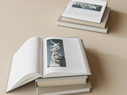  现代书本摆件3d模型 