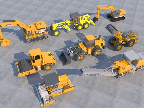  挖掘机 推土机 叉车3d模型 