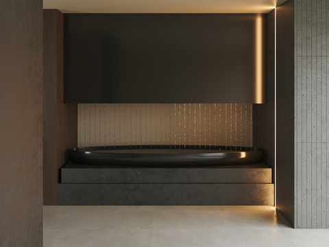  入户景观造景 叠水景墙3d模型 