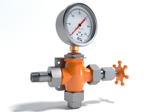  压力表 水表 阀门3d模型 