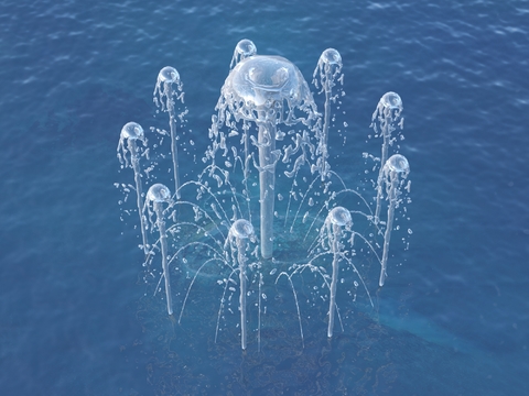  喷泉 涌泉 水景3d模型 