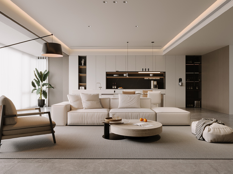  现代客餐厅3d模型 