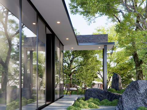  别墅庭院 后花园3d模型 