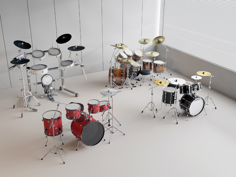  架子鼓 乐器3d模型 