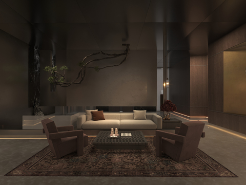  洗浴中心 足浴店 沐足阁 休息区3d模型 