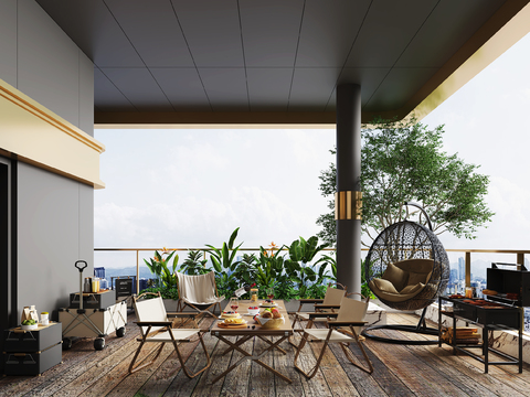  阳台 户外露台3d模型 