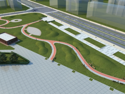  现代公园景观3d模型 