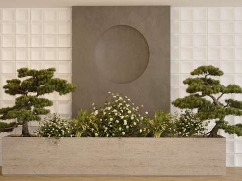  新中式 室内景观 植物堆3d模型 