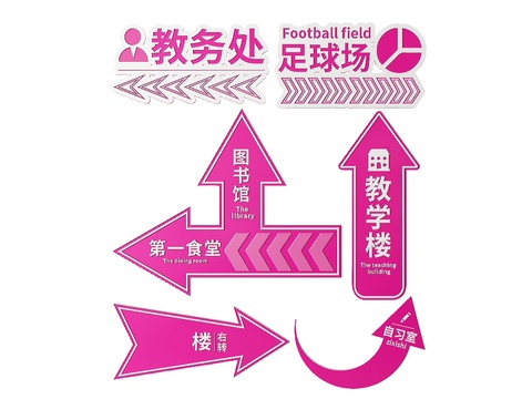  学校指示牌 箭头标识牌 导视牌 学校门牌 科室牌3d模型 