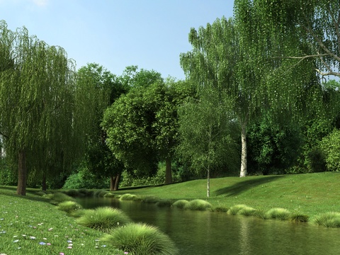  湿地公园 森林公园3d模型 