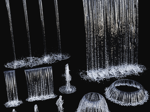  现代喷泉 水流3d模型 