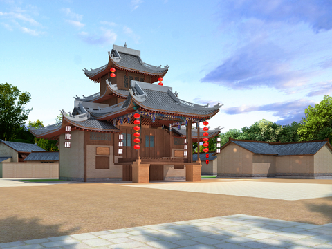  乡村戏楼 舞台 戏园子3d模型 