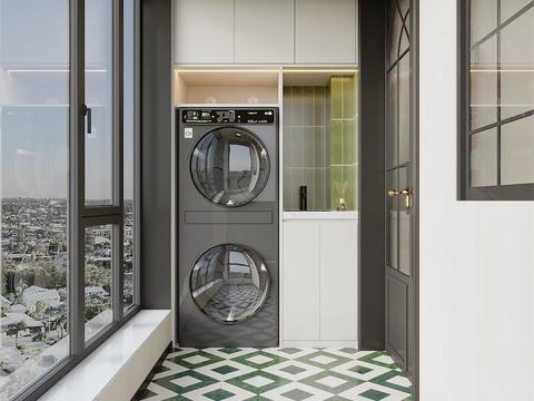  生活阳台 洗衣房3d模型 