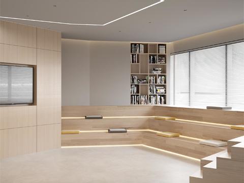  图书馆 阅读室3d模型 