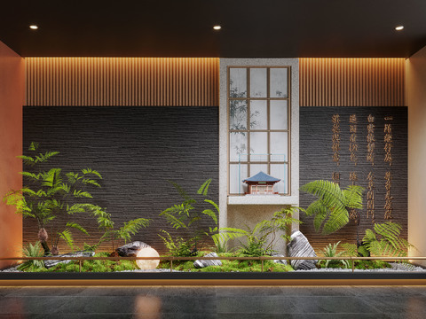  新中式 室内景观造景 景观小品3d模型 