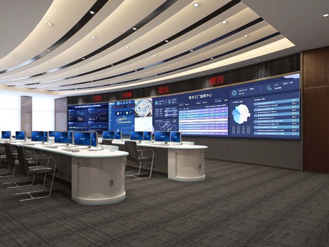  现代监控室 指挥室3d模型 