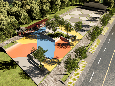  公园景观 小区广场3d模型 