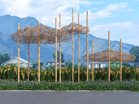  稻田景观 田园雕塑 户外小品3d模型 