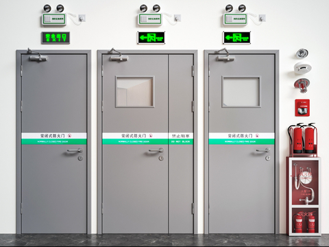  现代安全门 消防门3d模型 