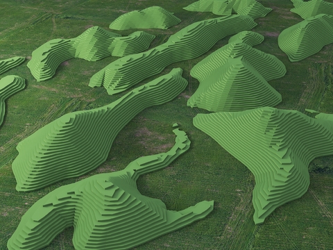  梯田 微地形景观 群山山脉3d模型 