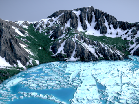  冰川山脉 群山山峰3d模型 