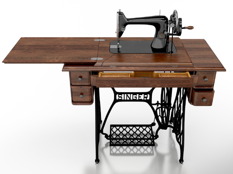  实木缝纫机 缝纫机3d模型 