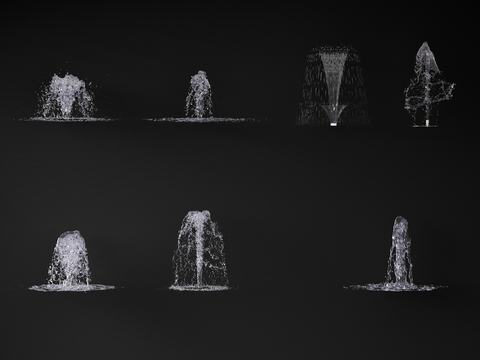  喷泉 流水 跌水3d模型 