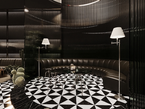  酒吧卡座区3d模型 