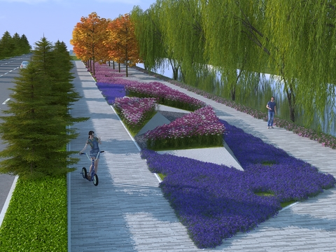  道路景观 微地形3d模型 