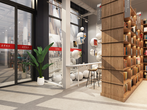  现代书店3d模型 