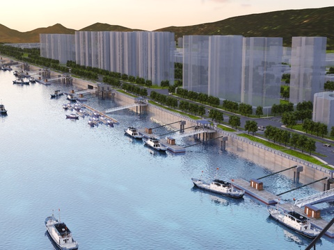  码头 港口3d模型 