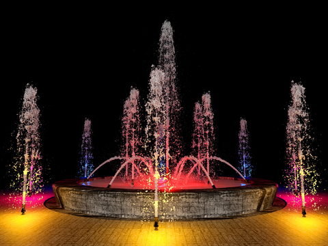  音乐喷泉 广场喷泉3d模型 