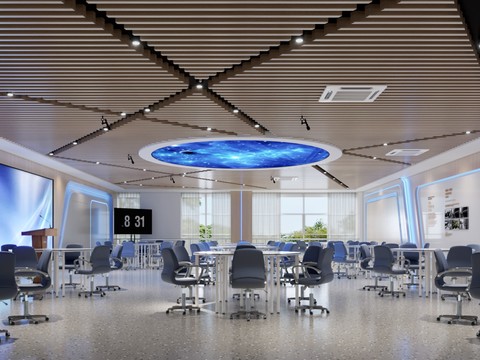  现代培训室 多功能室 实训室3d模型 