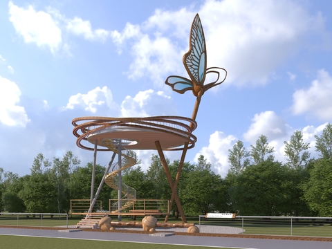  现代蝴蝶景观台 生态景观平台3d模型 