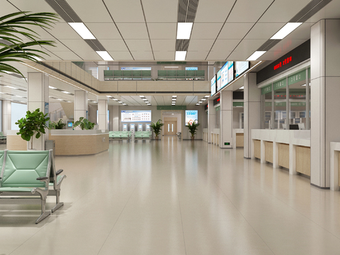  医院等候大厅3d模型 