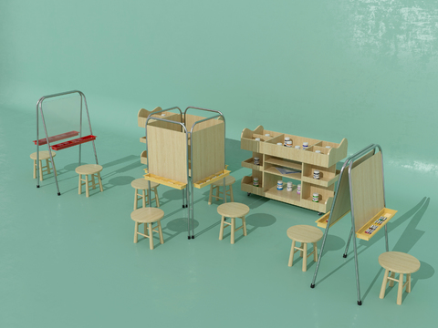  现代儿童画具3d模型 