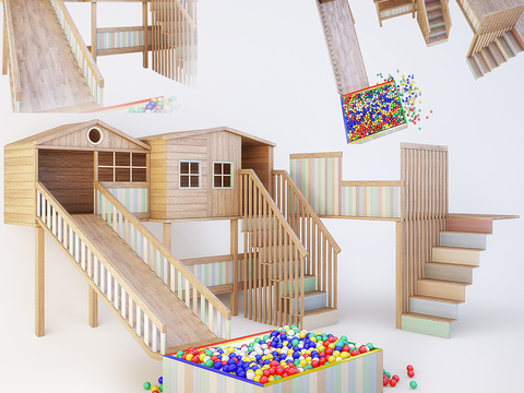  游乐器材 滑滑梯 海洋池3d模型 